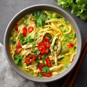 Bright and Cozy Thai Green Curry Chicken Noodle Soup Recipe