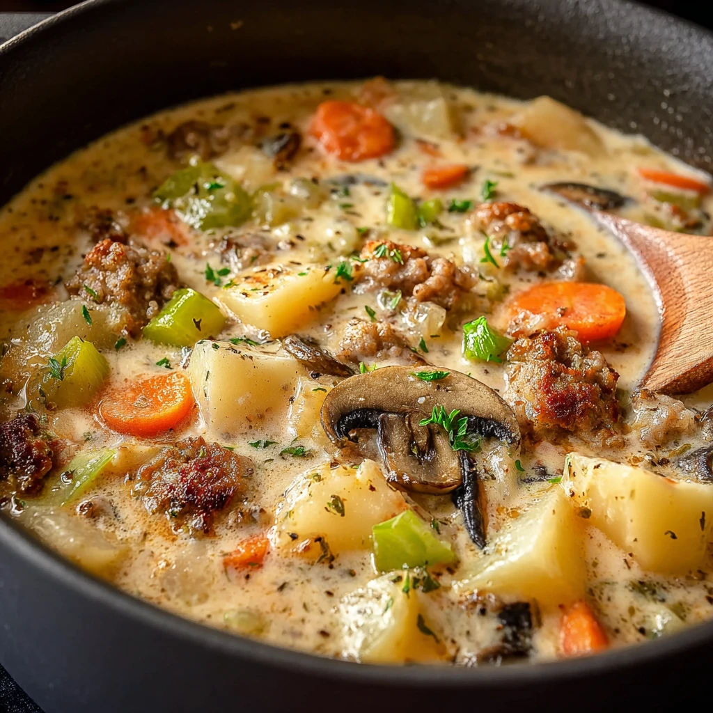 Hearty Potato Beef Sausage Chowder Recipe Comfort
