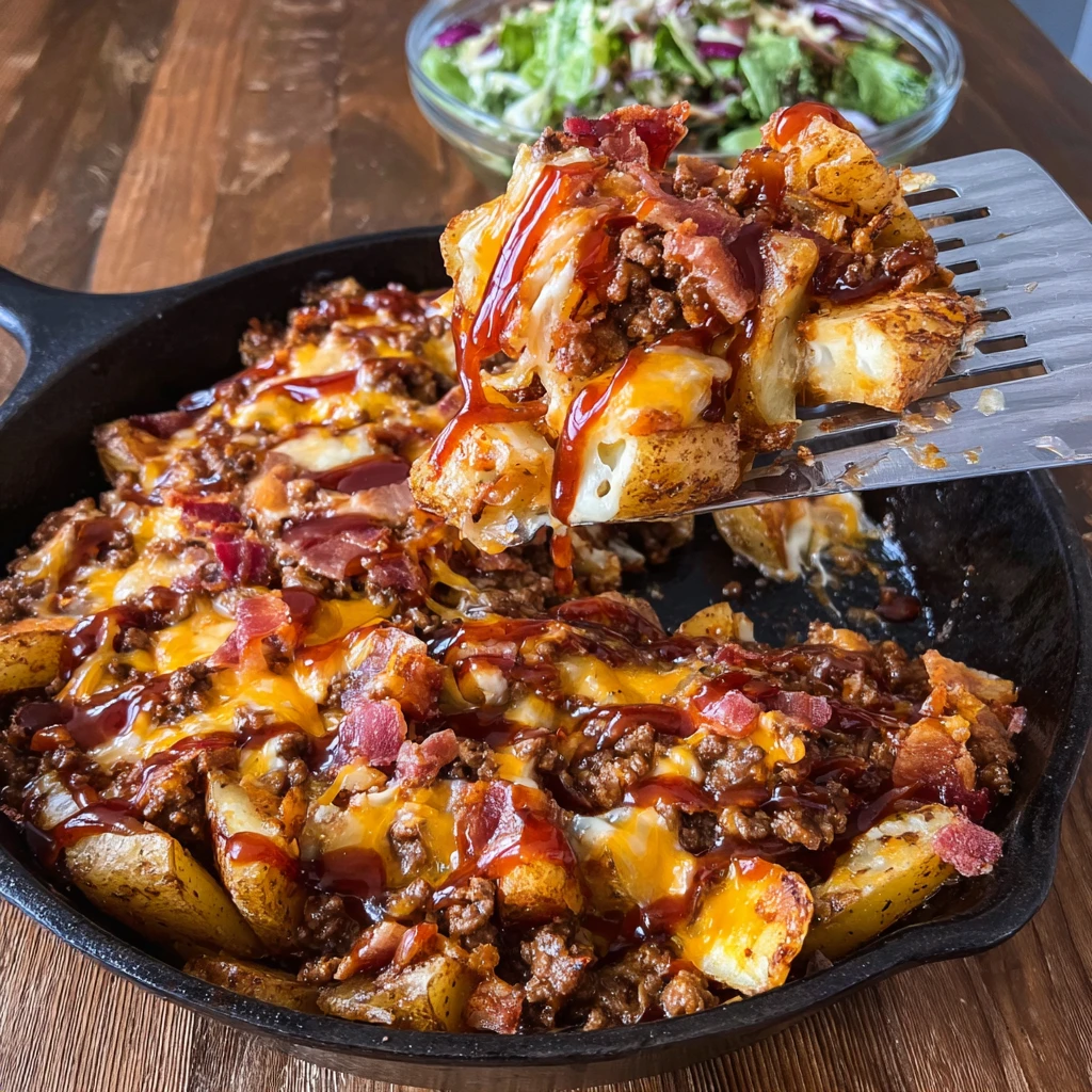 BBQ Cheese Burger Potato Skillet