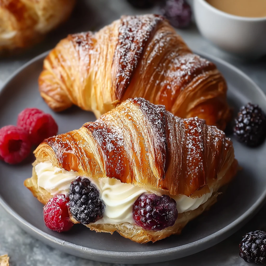 Berries Cream Filled Croissants Sweet Morning Delight