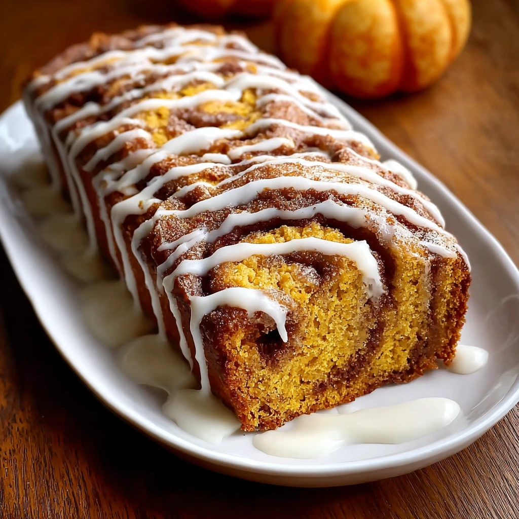 Cinnamon Roll Pumpkin Bread Cream Cheese Glaze