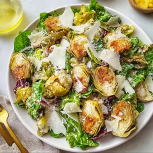 Crispy Air Fried Artichoke Salad with Zesty Lemon Parmesan Dressing