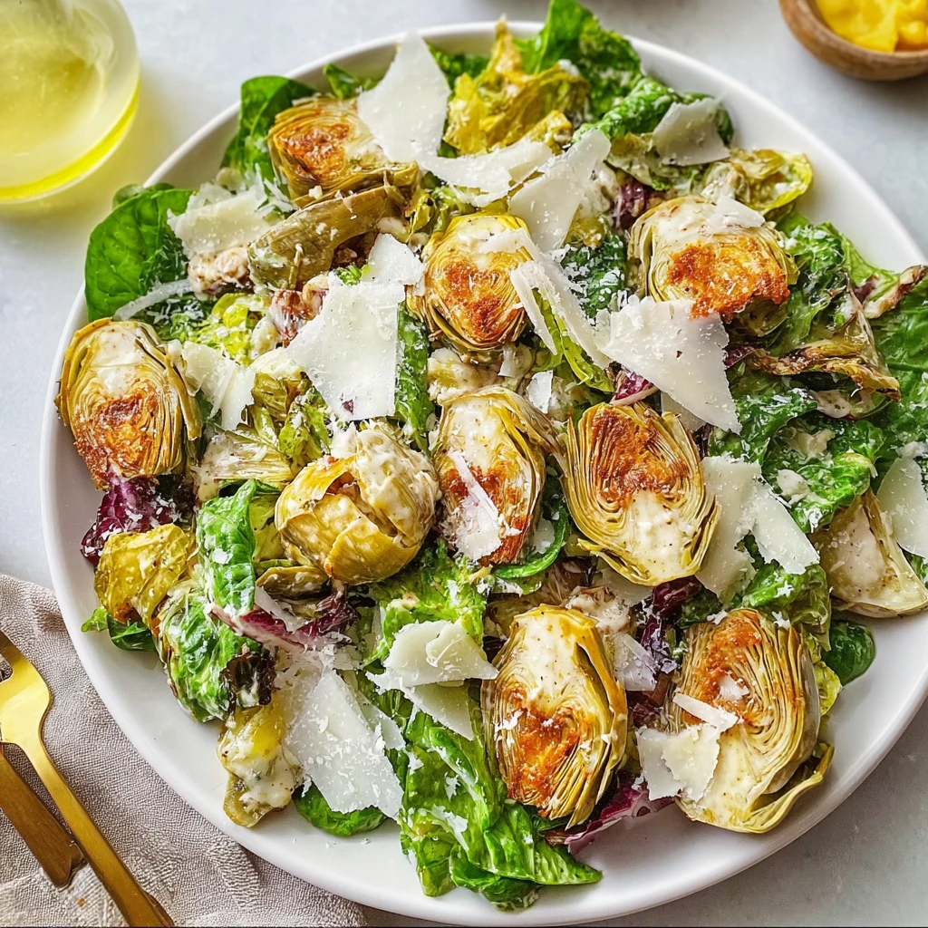 Crispy Air Fried Artichoke Salad Zesty Lemon Parmesan
