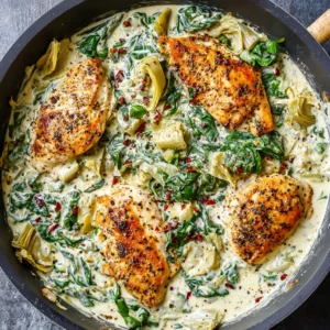 Fast Creamy Spinach Artichoke Chicken Skillet (Paleo, Whole30, Keto)