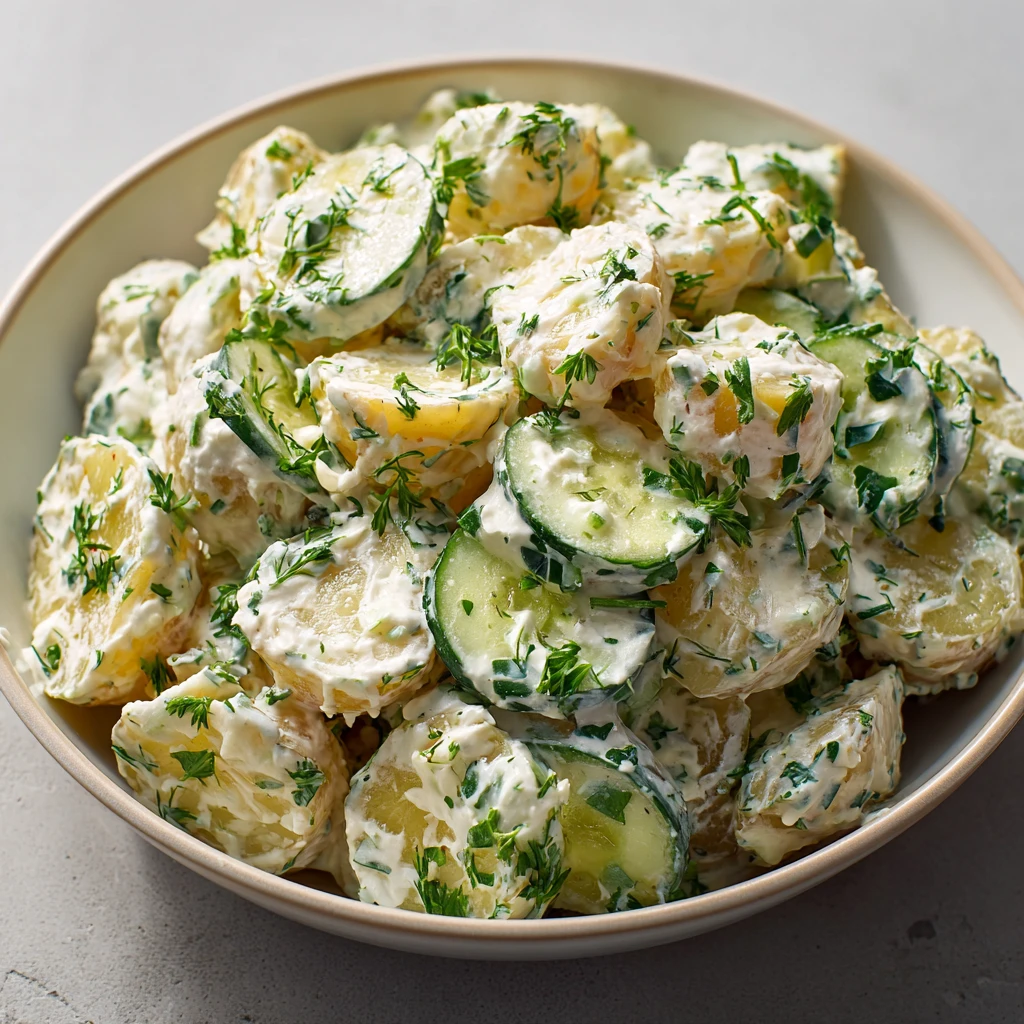 Greek Yogurt Potato Salad Cucumbers Fresh Creamy Lighter