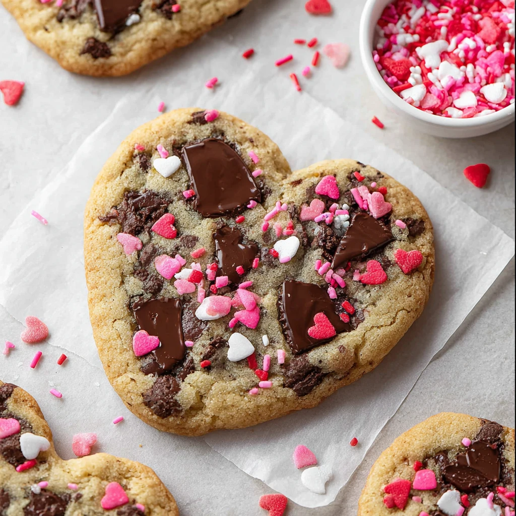 Heartshaped Chocolate Chip Cookies