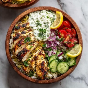 High Protein Mediterranean Lemon-Dill Chicken Bowls