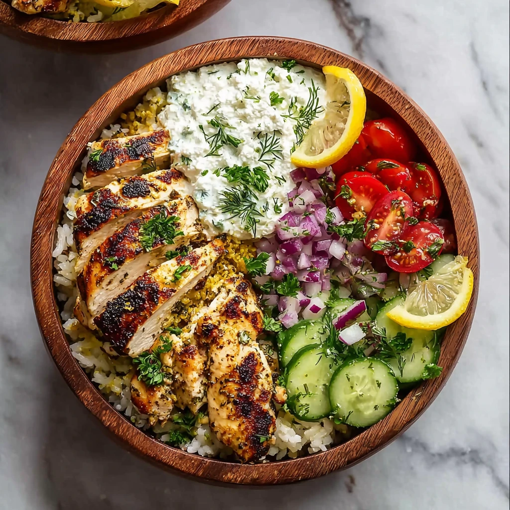 High Protein Mediterranean Lemondill Chicken Bowls