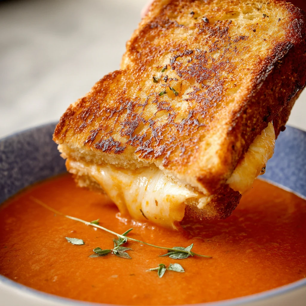 Homemade Tomato Soup Grilled Cheese Sandwiches
