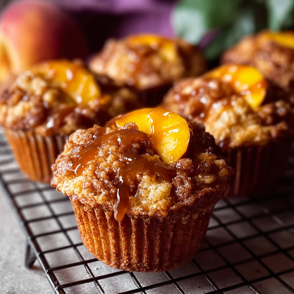 Jumbo Caramel Peach Cobbler Muffins That Steal Show