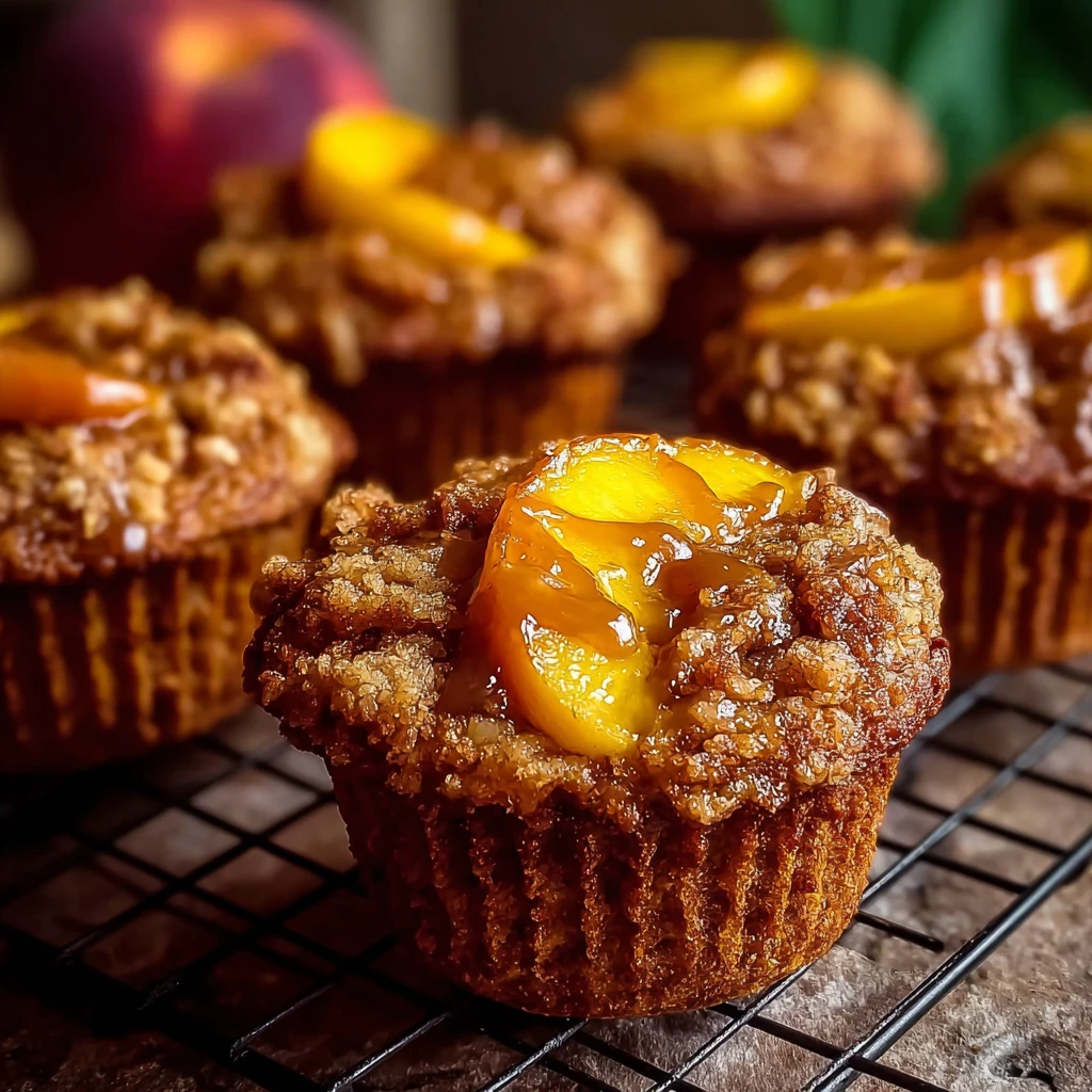 Jumbo Caramel Peach Cobbler Muffins That Steal Show