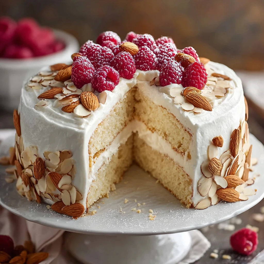 Moist Almond Cream Cake with Fluffy Frosting Delight