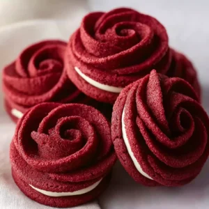 Red Velvet Rose Sandwich Cookies