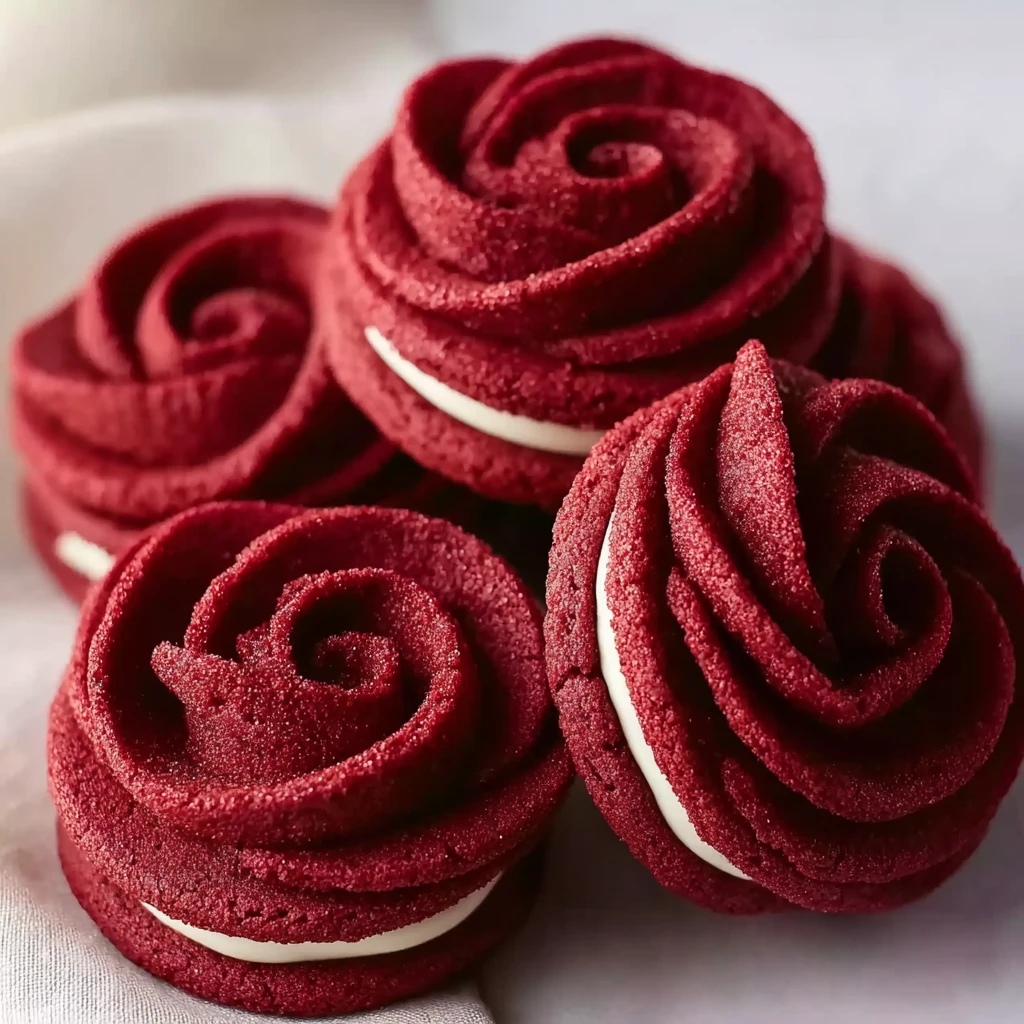 Red Velvet Rose Sandwich Cookies