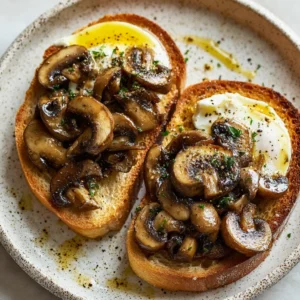 Sautéed Mushroom Breakfast Toast with Spicy Mayo Delight