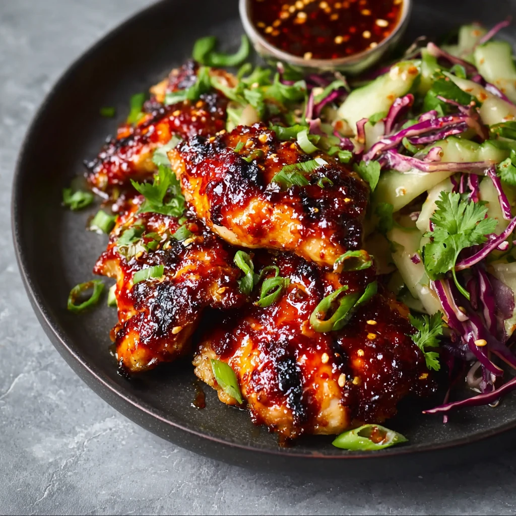 Savory Sticky Gochujang Chicken Crunchy Slaw Delight