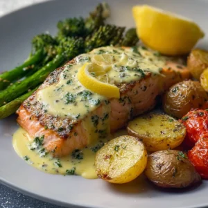 Sheet Pan Baked Salmon with Lemon Sauce