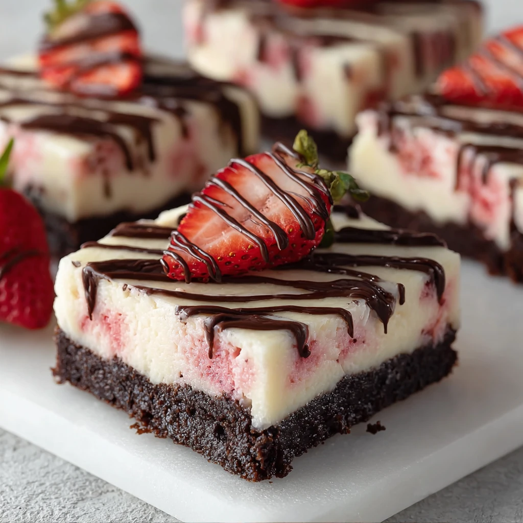 Strawberry Cheesecake Bars Fudgy Brownie Crust