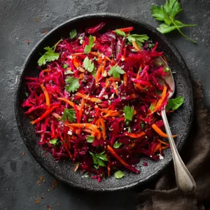 Vibrant Grated Beet Salad with Fresh Herbs Delight