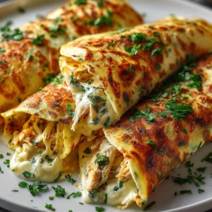 Baked Cheese and Garlic Chicken Wraps with Fresh Herbs