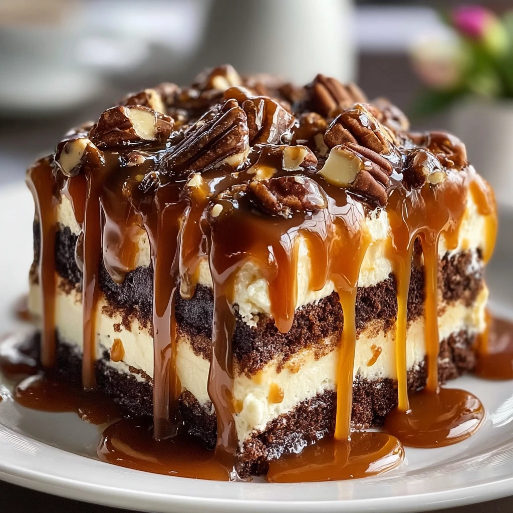 Caramel Turtle Poke Cake