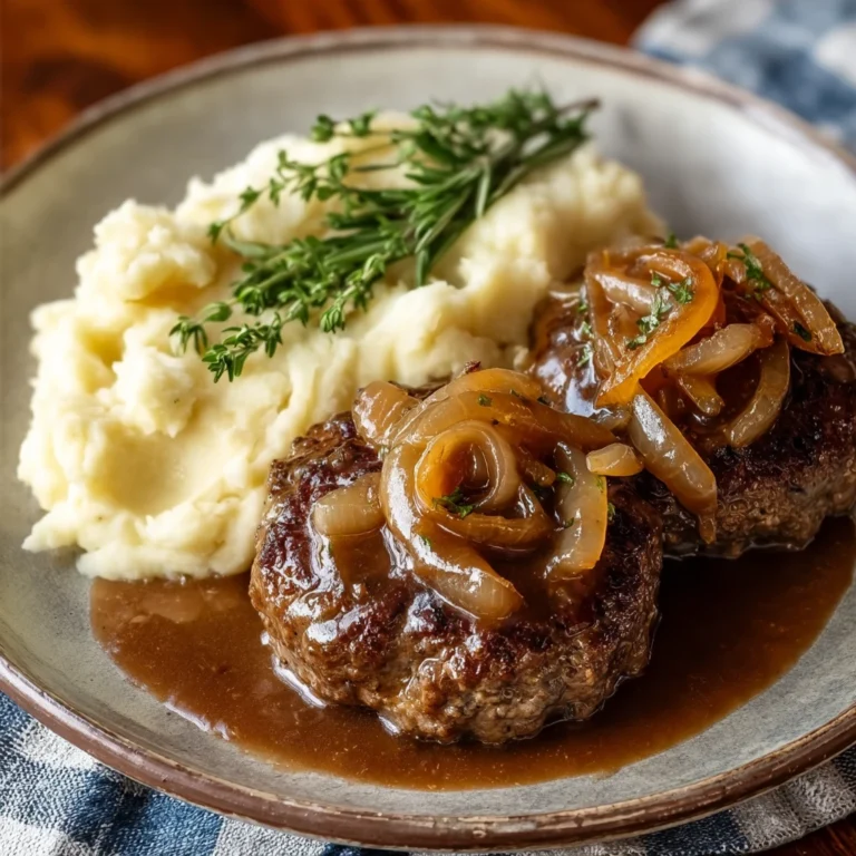 Classic Salisbury Steak Brown Gravy Homestyle Comfort Plate