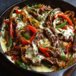 Creamy Keto Philly Cheesesteak Skillet
