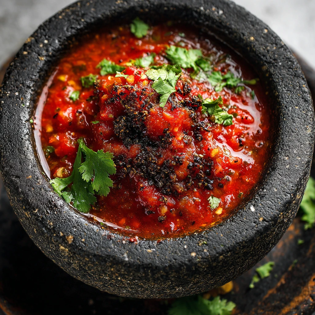 Homemade Mexican Molcajete Salsa