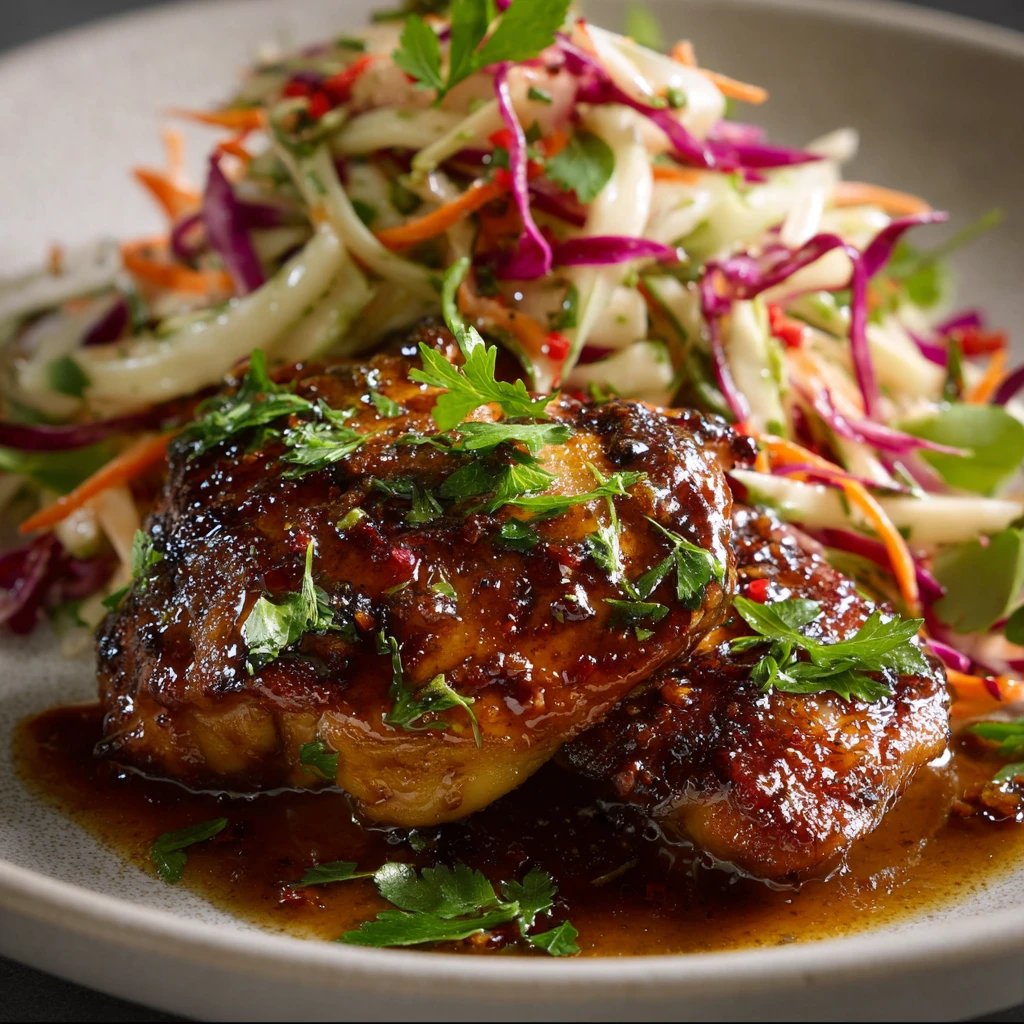 Honey Apple Glazed Chicken Thighs Crunchy Autumn Slaw