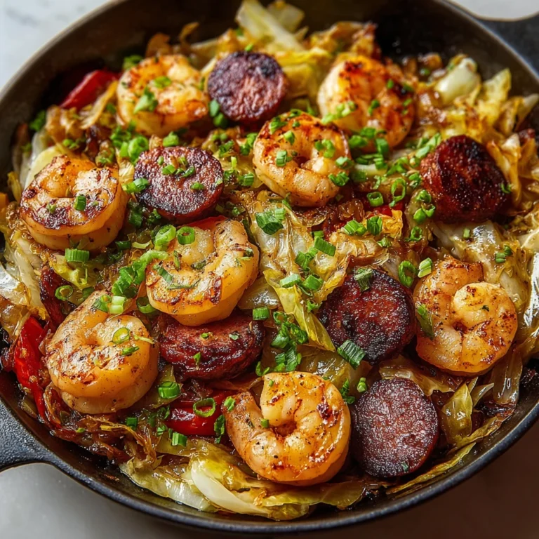 Shrimp Sausage Cabbage Skillet