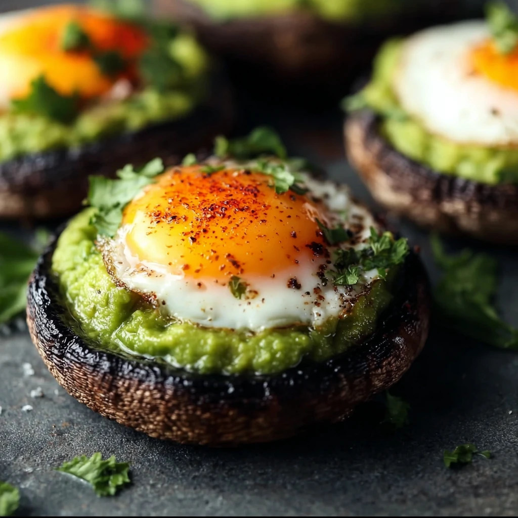 Avocado Egg Stuffed Mushrooms Amazing 8step Breakfast Recipe