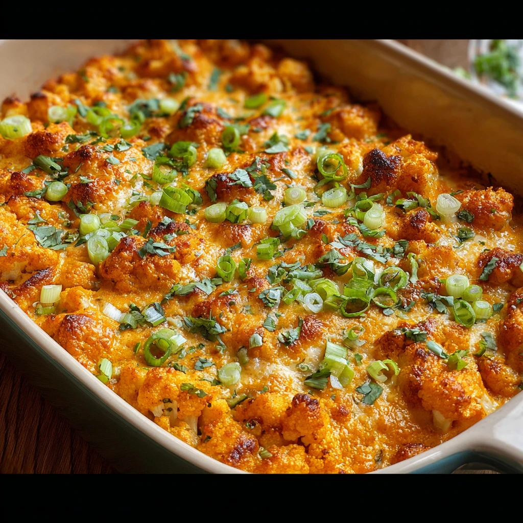 Buffalo Chicken Cauliflower Casserole