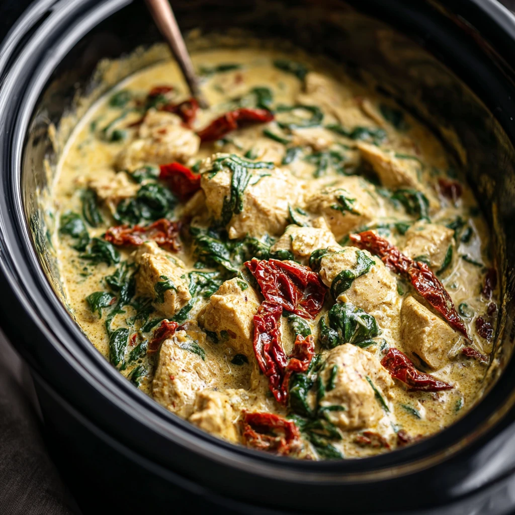 Easy Crockpot Tuscan Chicken Recipe Slow Cooker Tuscan Garlic Chicken Best Tuscan Chicken Crockpot Dish Crockpot Tuscan Ch...