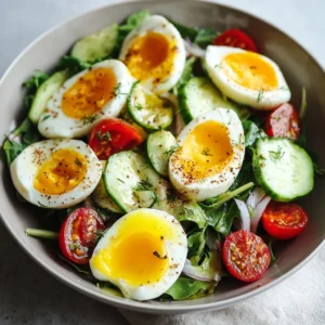 Easy & Healthy Protein Salad Bowl: Eggs, Greens, Lemon Oil