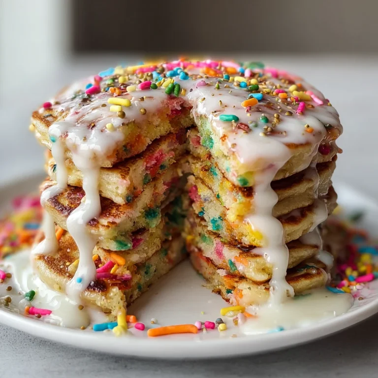 Fluffy Vegan Funfetti Birthday Pancakes Cream Cheese Glaze