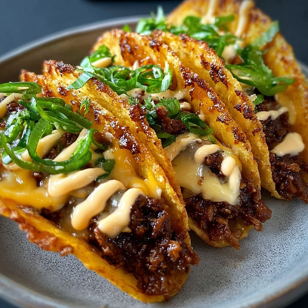 honey bbq beef tacos with garlic butter glaze served on warm tortillas with melted cheese and fresh cilantro