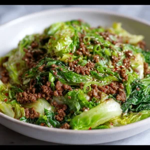 Healthy Chinese Ground Beef & Cabbage Stir Fry