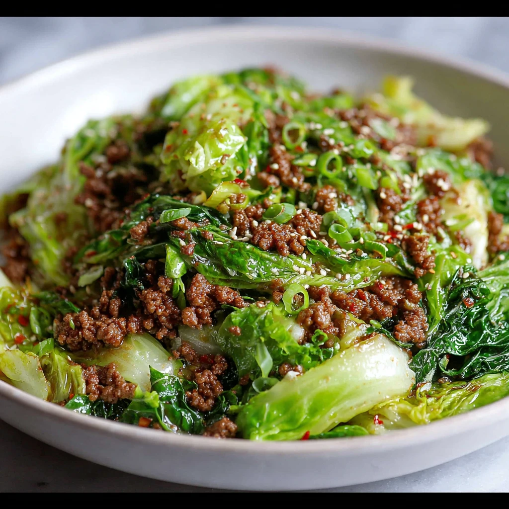 Healthy Chinese Ground Beef Cabbage Stir Fry