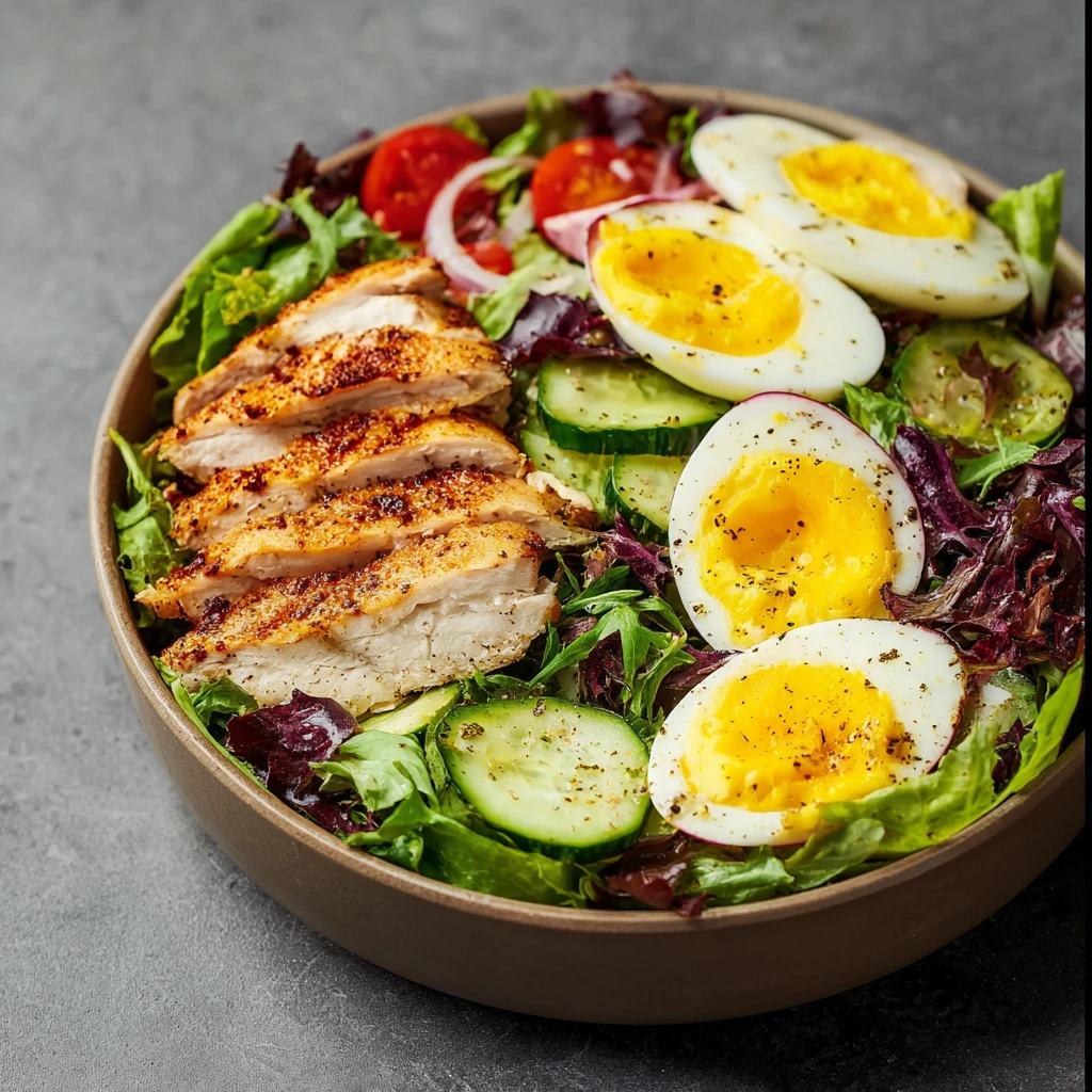 Healthy Spring Chicken Salad Bowl Recipe Low-calorie Chicken Salad With Eggs Fresh Greens Chicken Salad Meal Prep Best Chi...