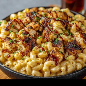 High Protein Honey BBQ Chicken Mac and Cheese