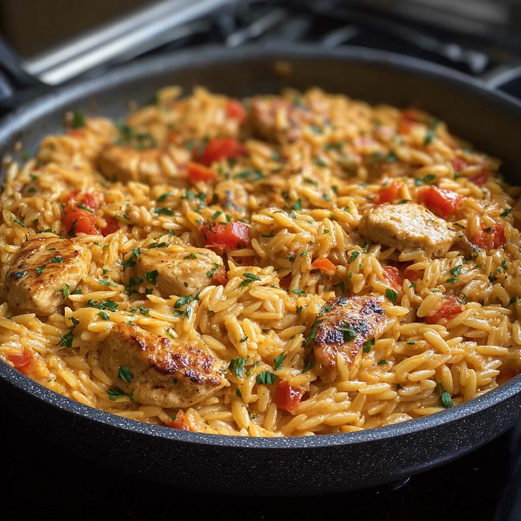One Pot Cajun Chicken Alfredo Orzo