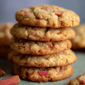 Soft and Chewy Rhubarb Cookies with Cinnamon