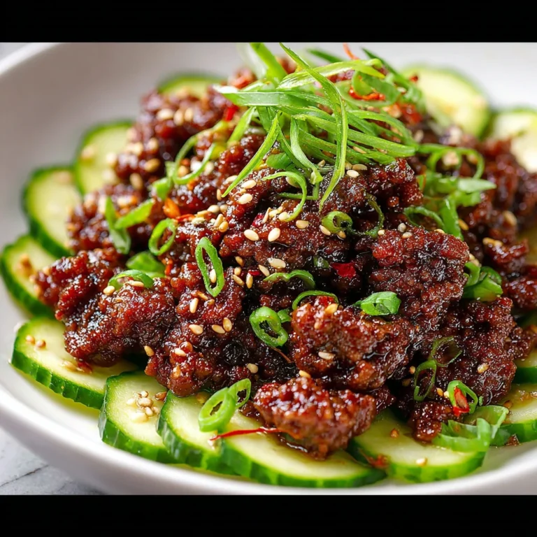 Spicy Keto Korean Ground Beef Cucumber Salad