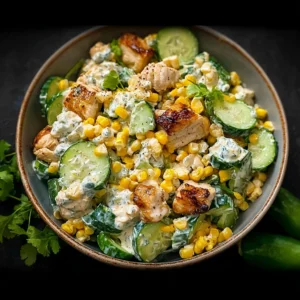 Street Corn Creamy Cucumber Chicken Salad