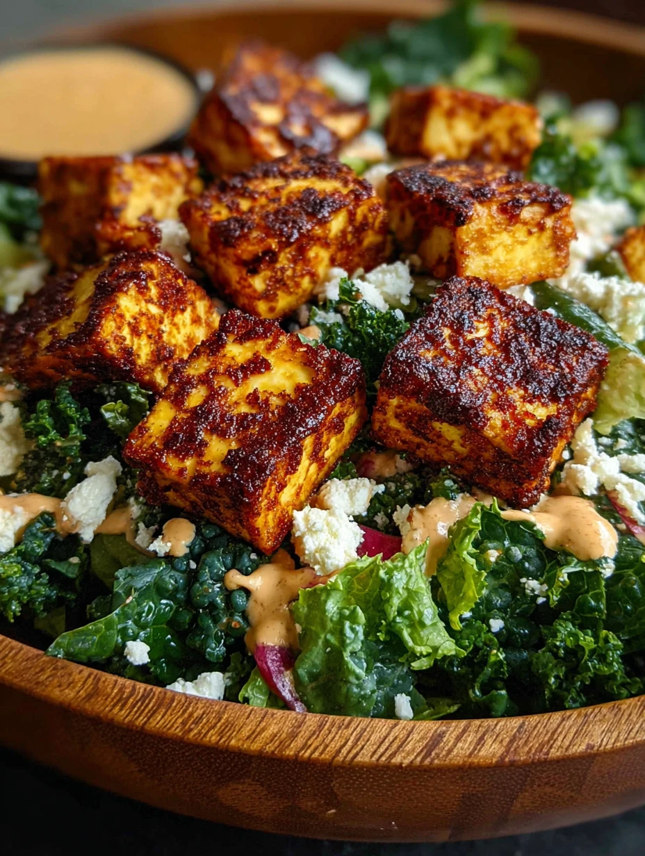 Crispy Buffalo Tofu Caesar Salad Recipe Vegan Buffalo Tofu Salad Low Carb Best Crispy Tofu Caesar Dressing Spicy Buffalo T...
