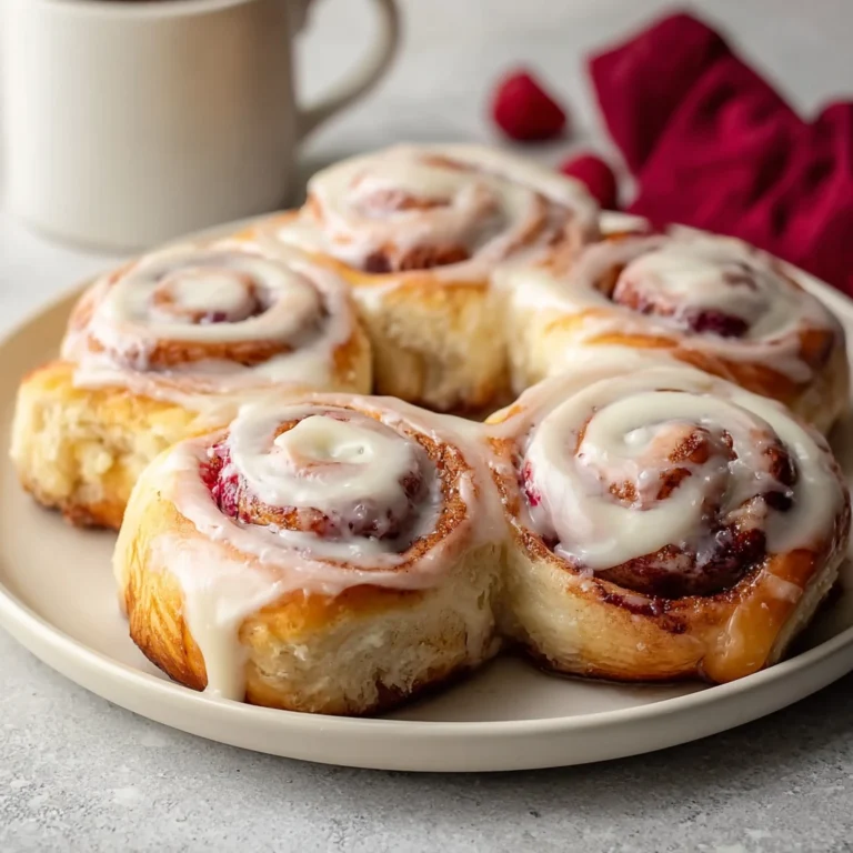 Delicious Raspberry Sweet Rolls Lemon Cream Cheese Glaze