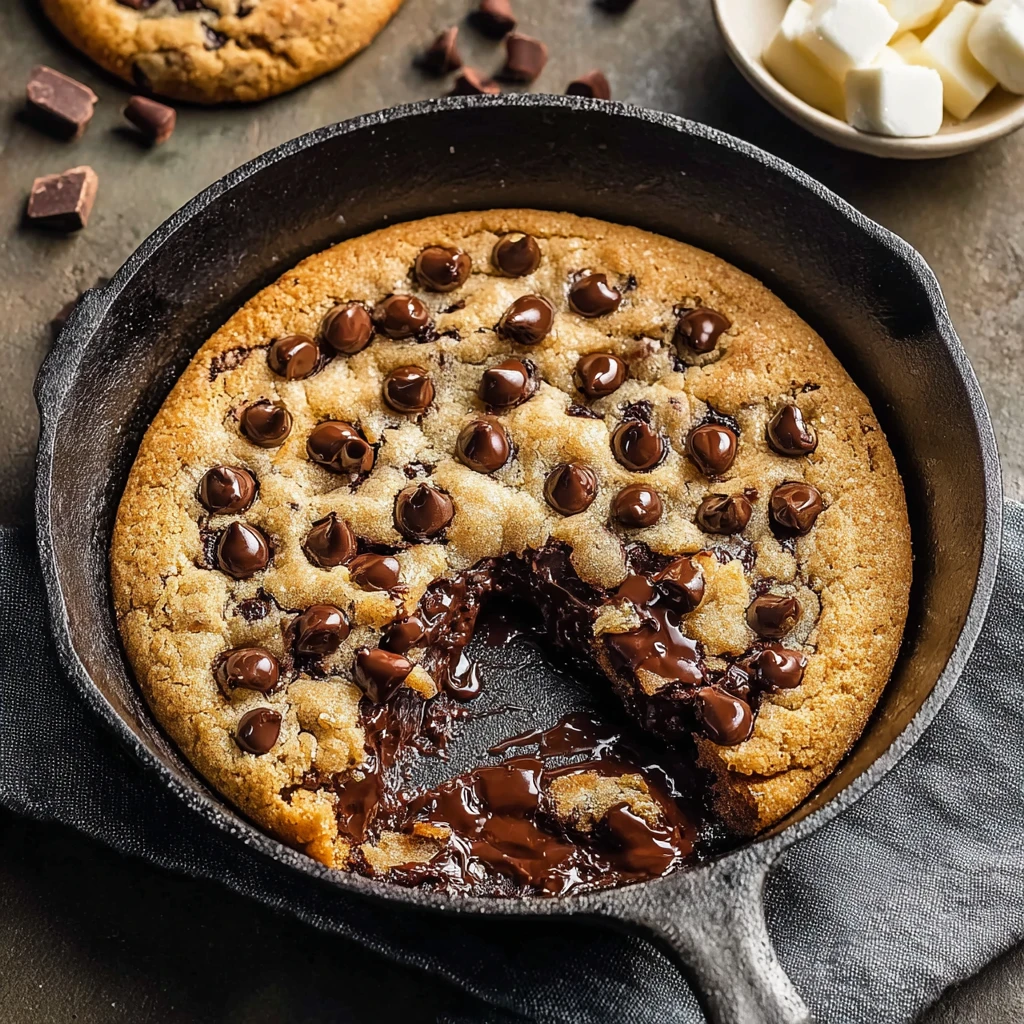 Gooey Chocolate Chip Cookie Skillet Recipe Best Skillet Chocolate Chip Cookie Homemade Chocolate Chip Cookie Skillet Cast ...