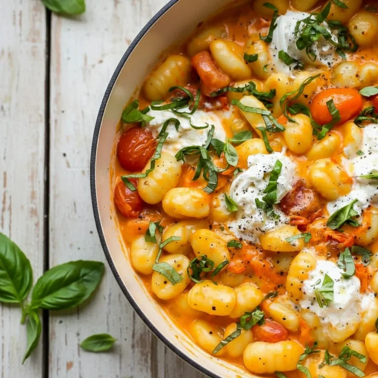 30 Minute Creamy Tomato Gnocchi with Burrata