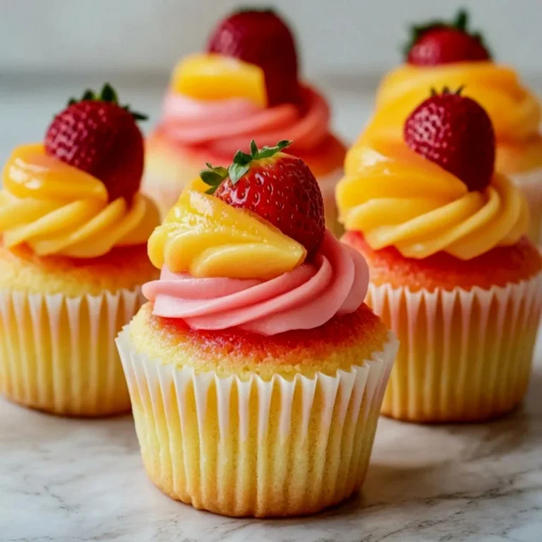 Mango Strawberry Sunset Cupcakes