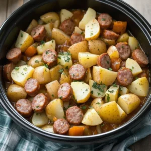 Slow Cooker 4-Ingredient Poor Man’s Potato and Sausage Pot Magic